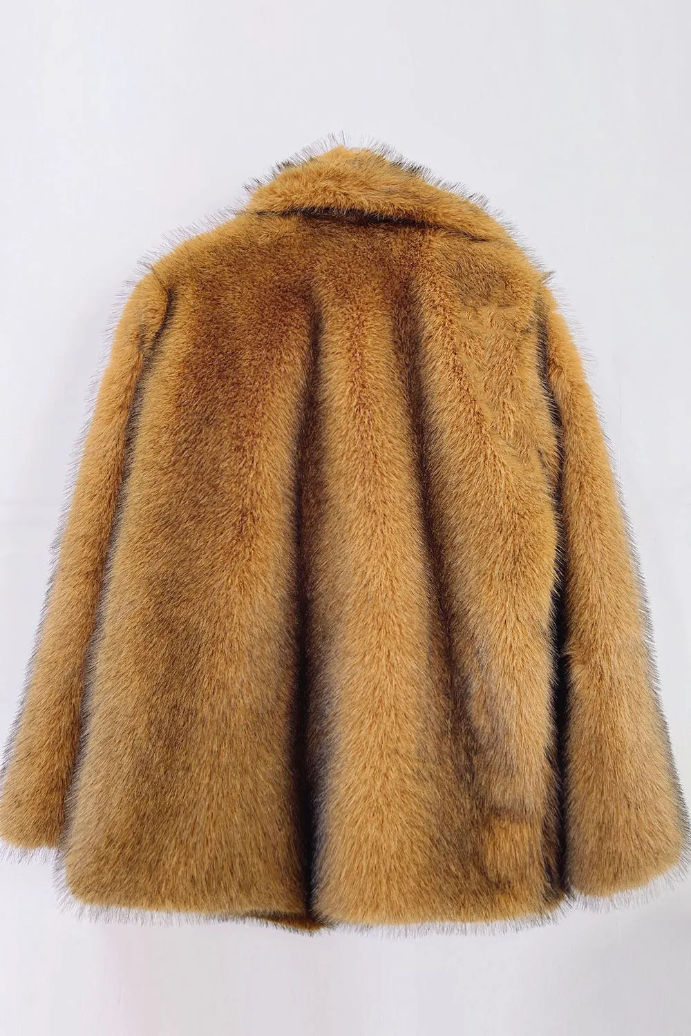 Brown Open Front Shaggy Women Faux Fur Coat