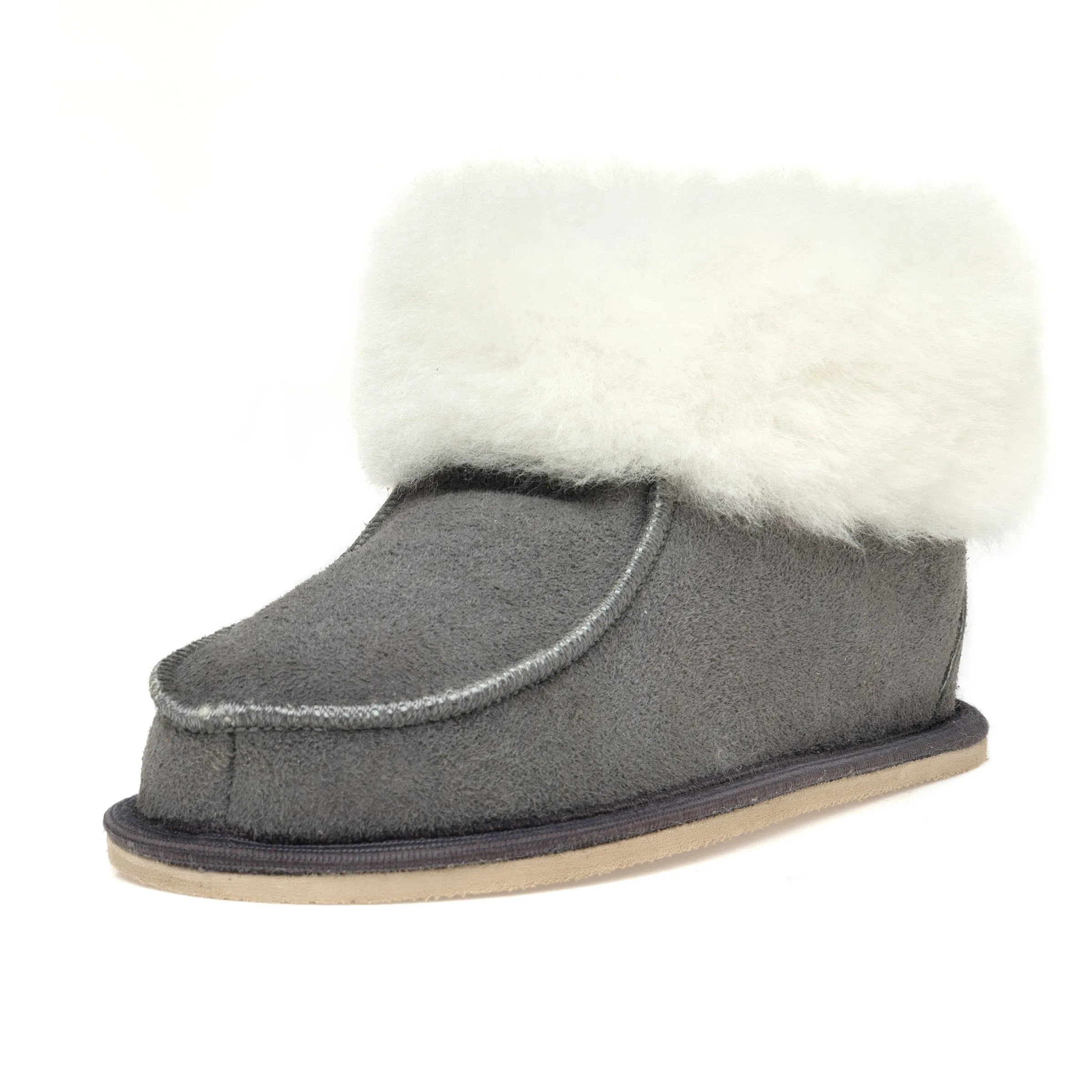 Kids Aesop Sheepskin Slippers - Grey