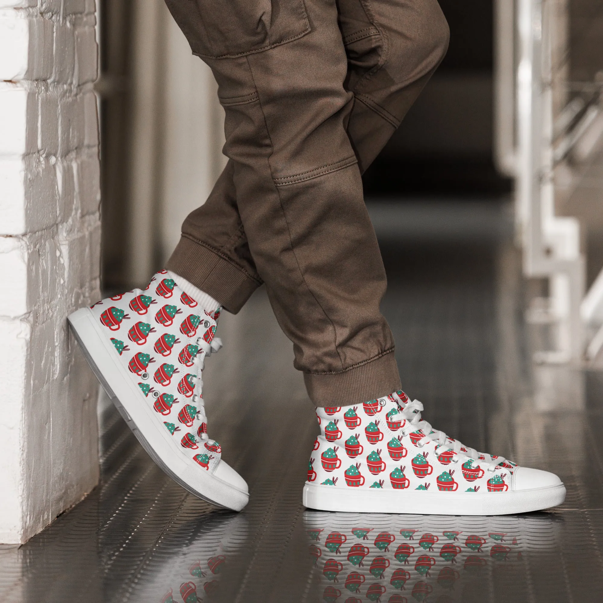 Men Christmas High Top Canvas Shoes (Glamourange Holiday Magic Canvas Shoes For Men - 006)