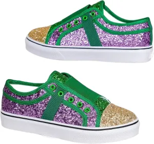 Women's Glitter Sequins Sneakers Fashion Color Matching Round Toe Slip On Flat Canvas Shoe Casual Lightweight Breathable Non Slip Dance Shoes